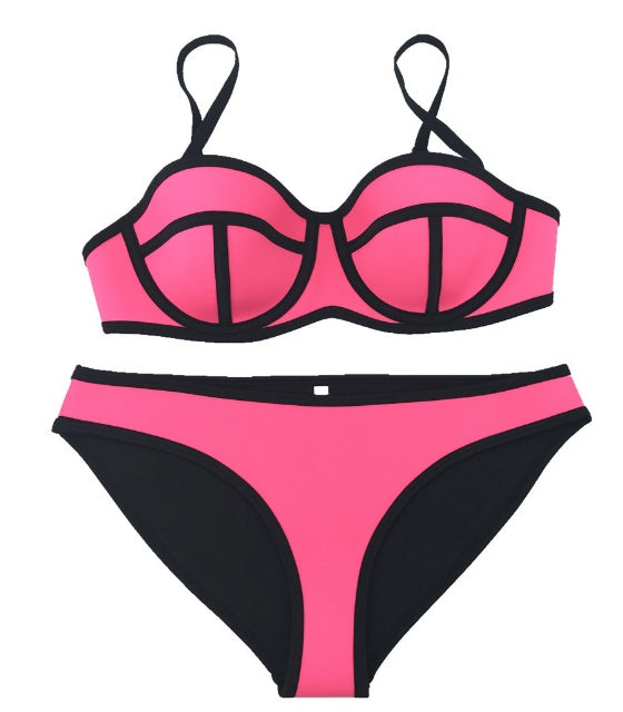 New Style Neoprene Screened Bikini Ladies Swimwear Swimsuit