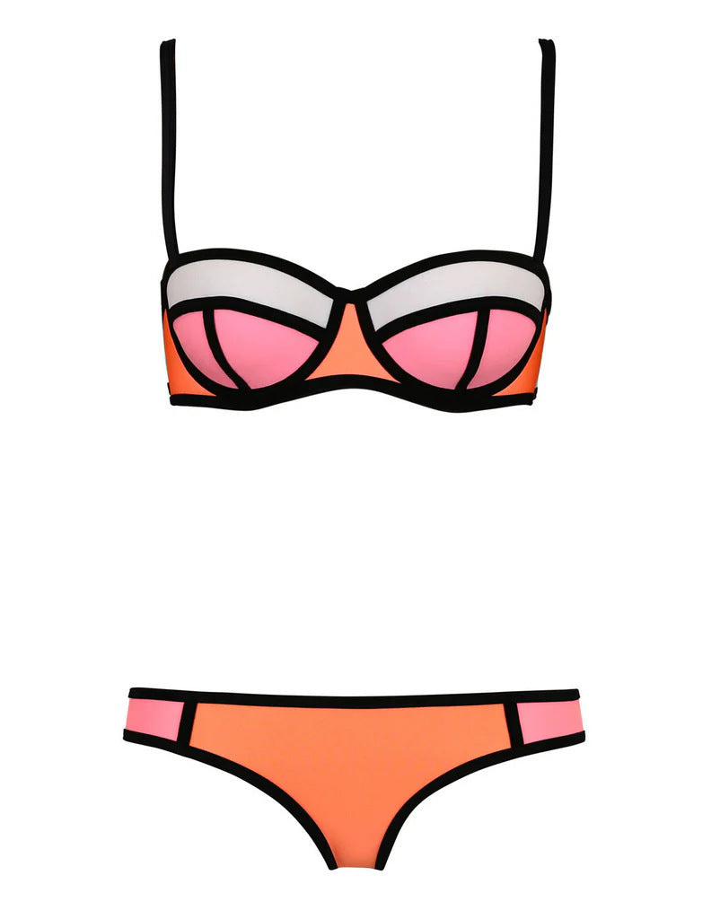 New Style Neoprene Screened Bikini Ladies Swimwear Swimsuit